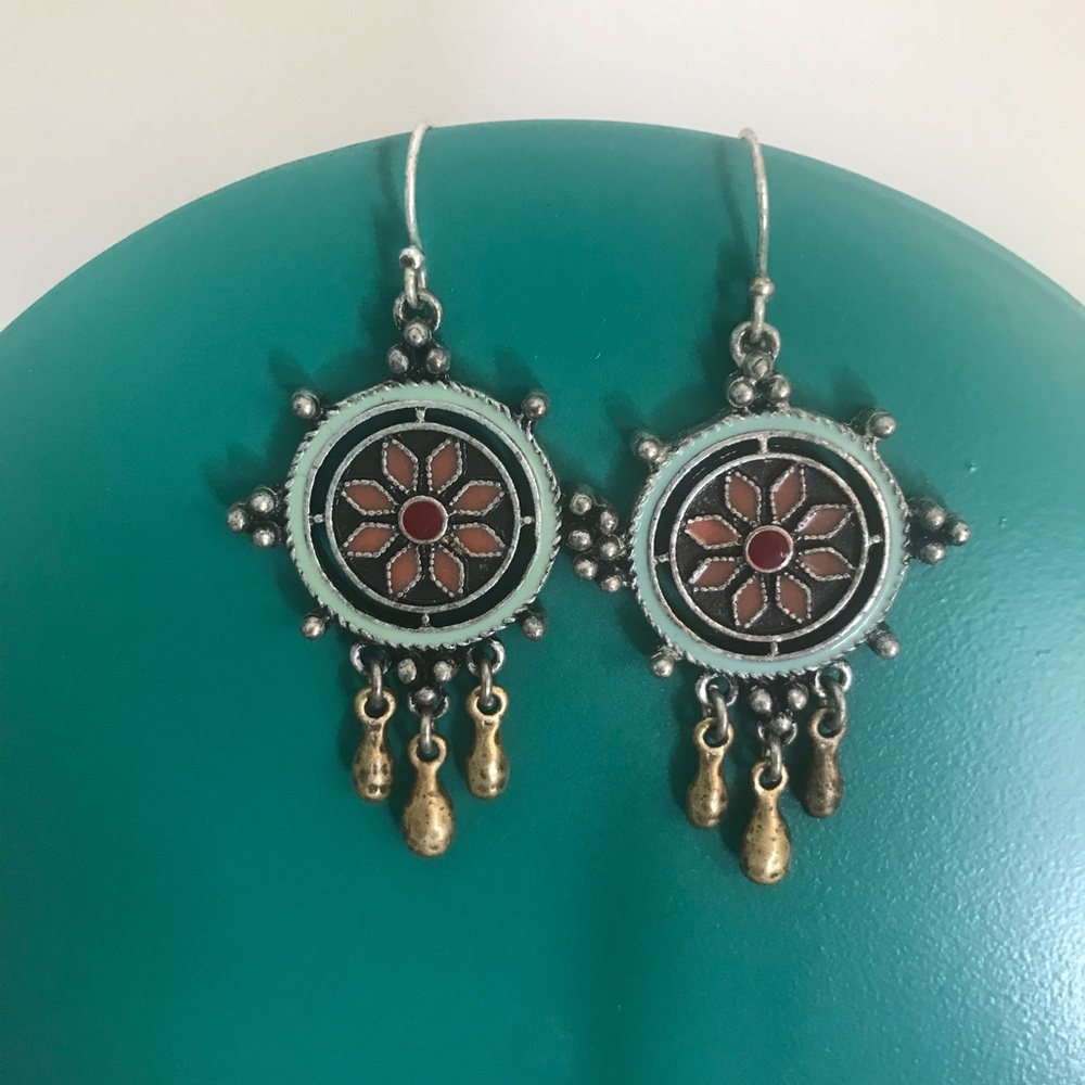 Flower Design Dangle Earrings for Pierced Ears
